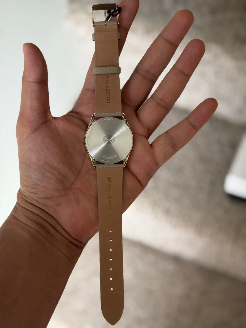 Citizen Men's Taupe Dial thinnest Watch with Gold-Tone eco drive leather watch